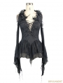 Black Gothic Sexy Deep V-Neck Lace Flower Shirt for Women