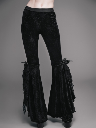 black velvet flare trousers