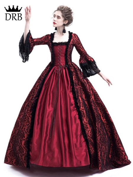 Red Masked Ball Gothic Victorian Costume Dress - Devilnight.co.uk