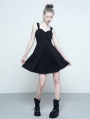 Black Gothic Chiffon A-Line Pleated Dress