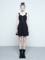 Black Gothic Chiffon A-Line Pleated Dress