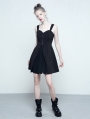 Black Gothic Chiffon A-Line Pleated Dress