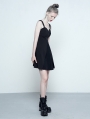 Black Gothic Chiffon A-Line Pleated Dress