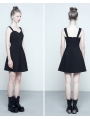 Black Gothic Chiffon A-Line Pleated Dress