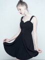 Black Gothic Chiffon A-Line Pleated Dress