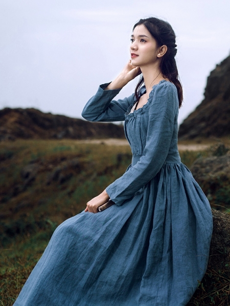 Blue Vintage Medieval Inspired Underwear Dress - Devilnight.co.uk
