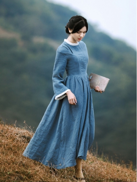 Blue Vintage Medieval Inspired Dress - Devilnight.co.uk