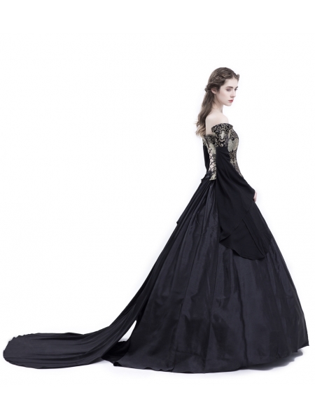Black Theatrical Vintage Gothic Victorian Ball Dress - Devilnight.co.uk