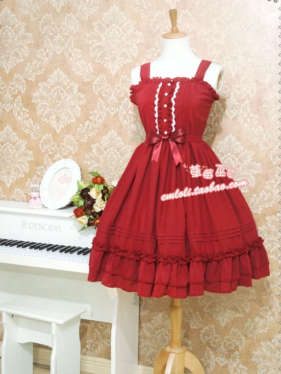 Strawberry Witch Chiffon Sweet Lolita Jumper Dress