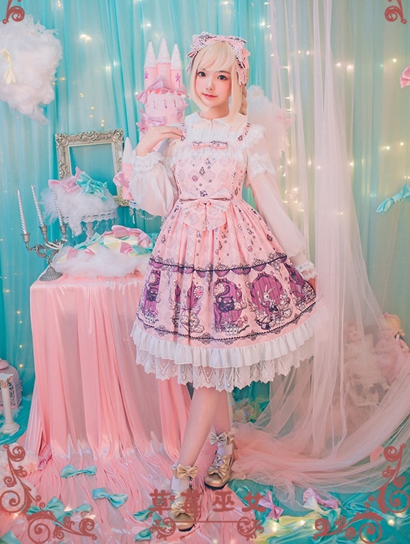 Strawberry Witch Alice's Dreamland Chiffon Lolita Jumper Dress