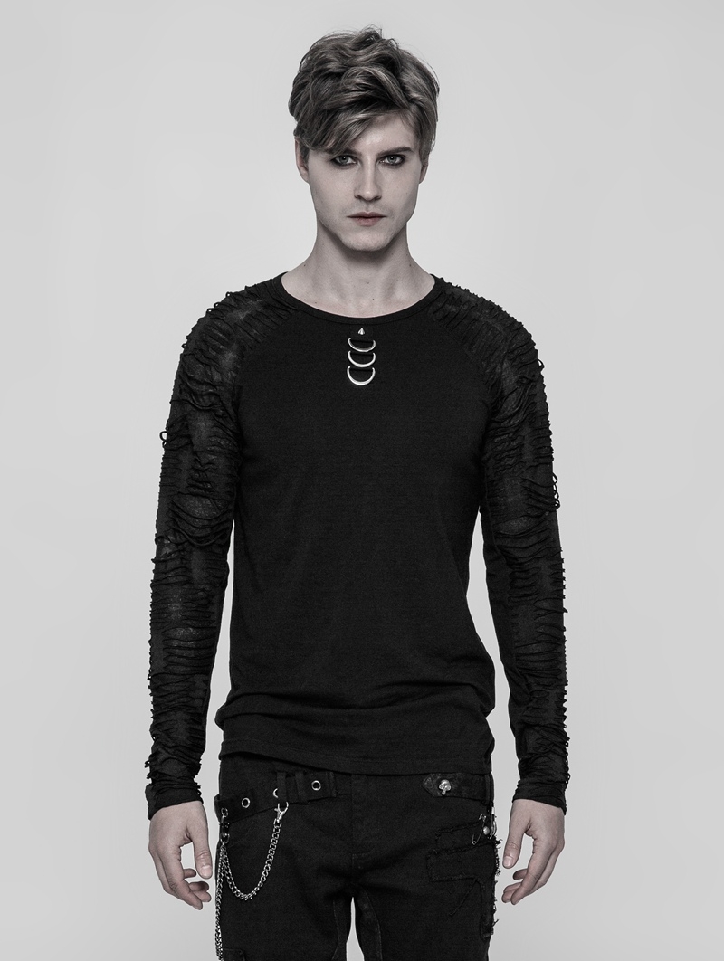 Black Gothic Punk Men's Long Sleeve T-shirt