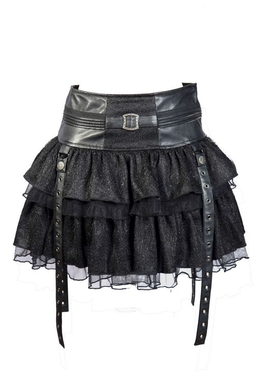 Black Layers Short Mini Gothic Skirt