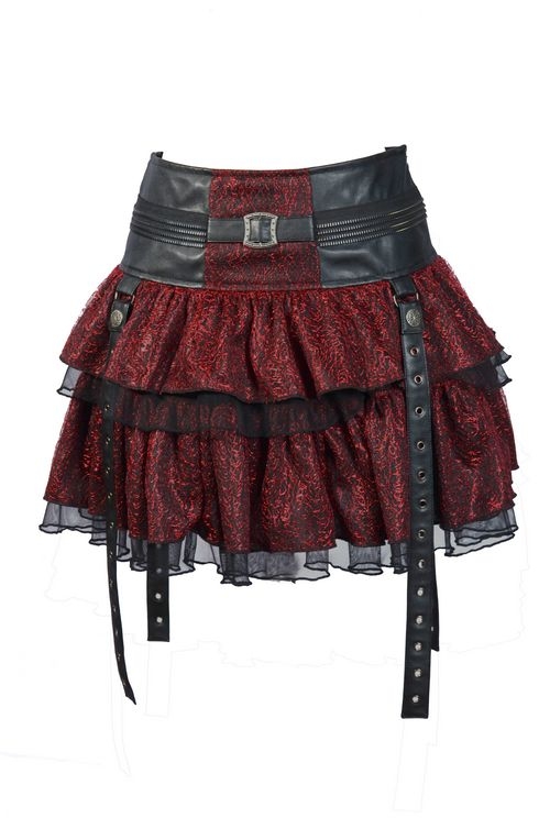 Red Layers Short Mini Gothic Skirt