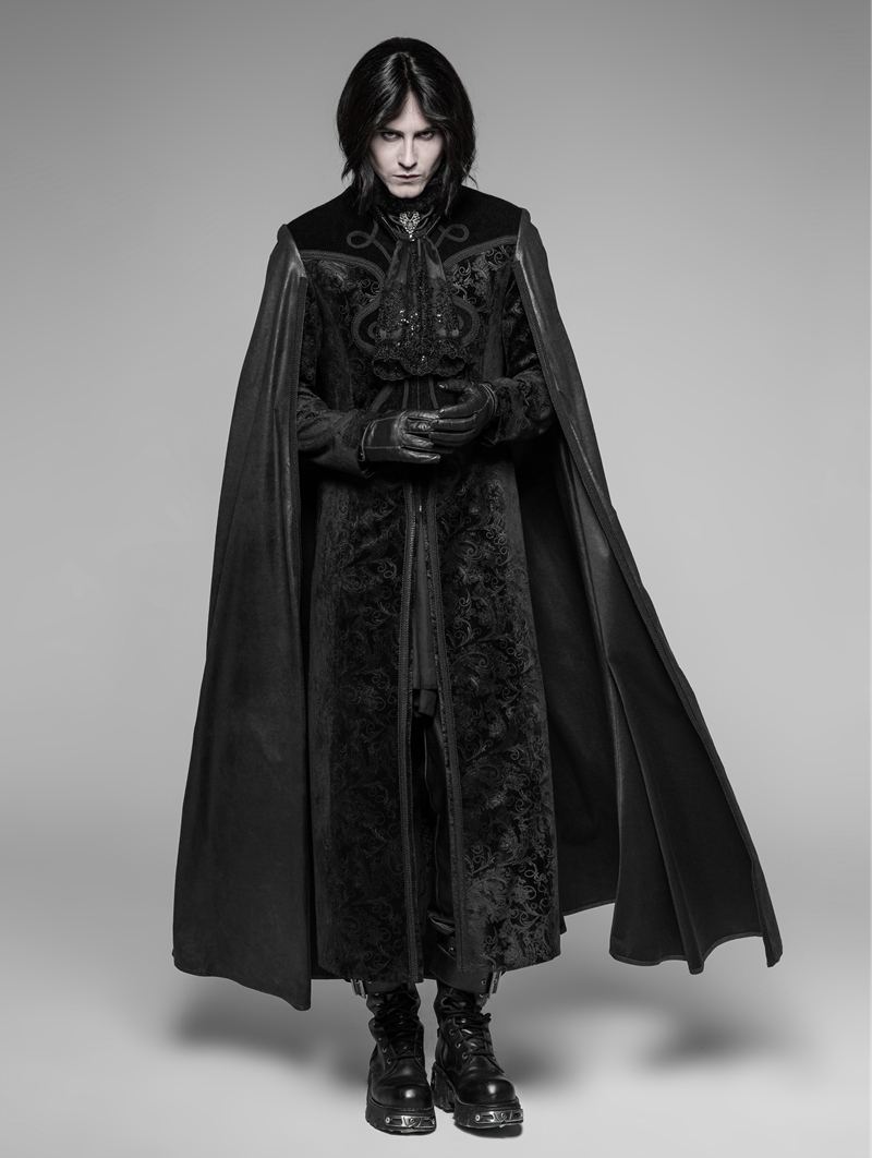 Black Gothic Night Count Vampire Long Cloak Coat