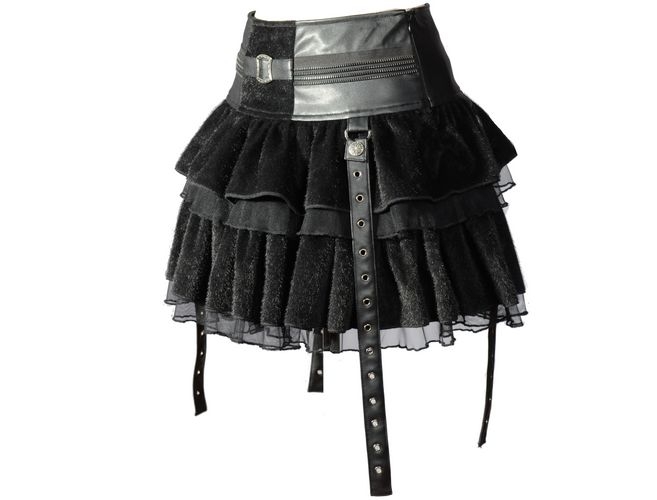 Black Velvet Lace-up Gothic Short Skirt