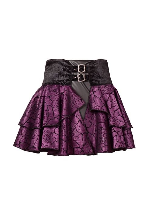 Purple Rose Printed Pattern Gothic Short Skirt