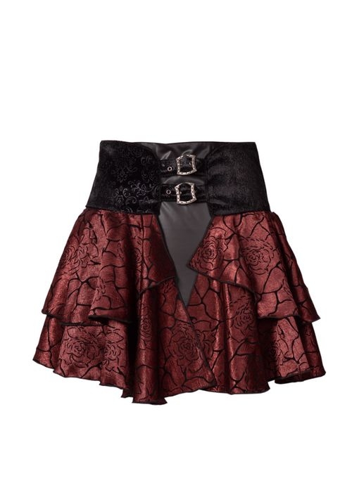 Red Rose Printed Pattern Gothic Short Skirt