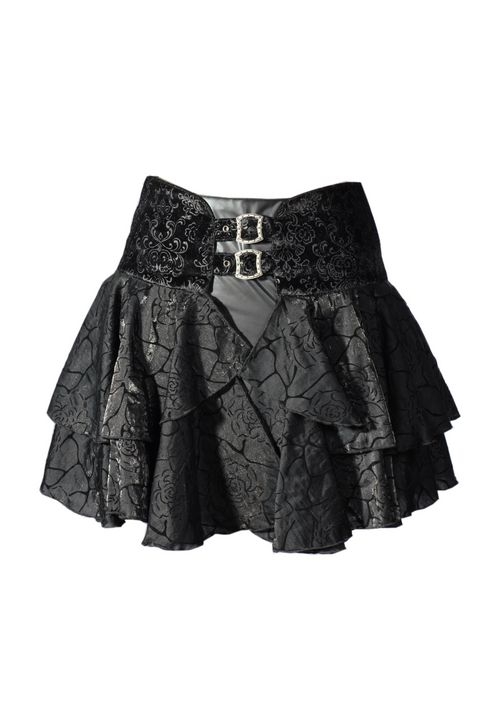 Black Rose Printed Pattern Gothic Short Skirt