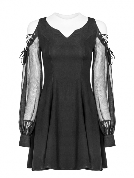 Black Gothic Strapless Corn Bandage V-collar Dress - Devilnight.co.uk