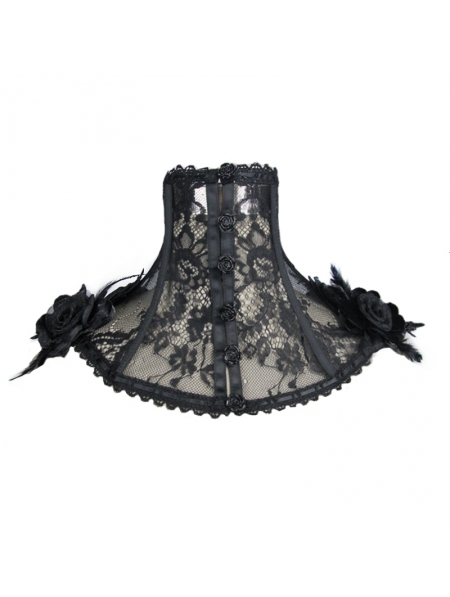 Black Gothic Lace Flower Collar - Devilnight.co.uk