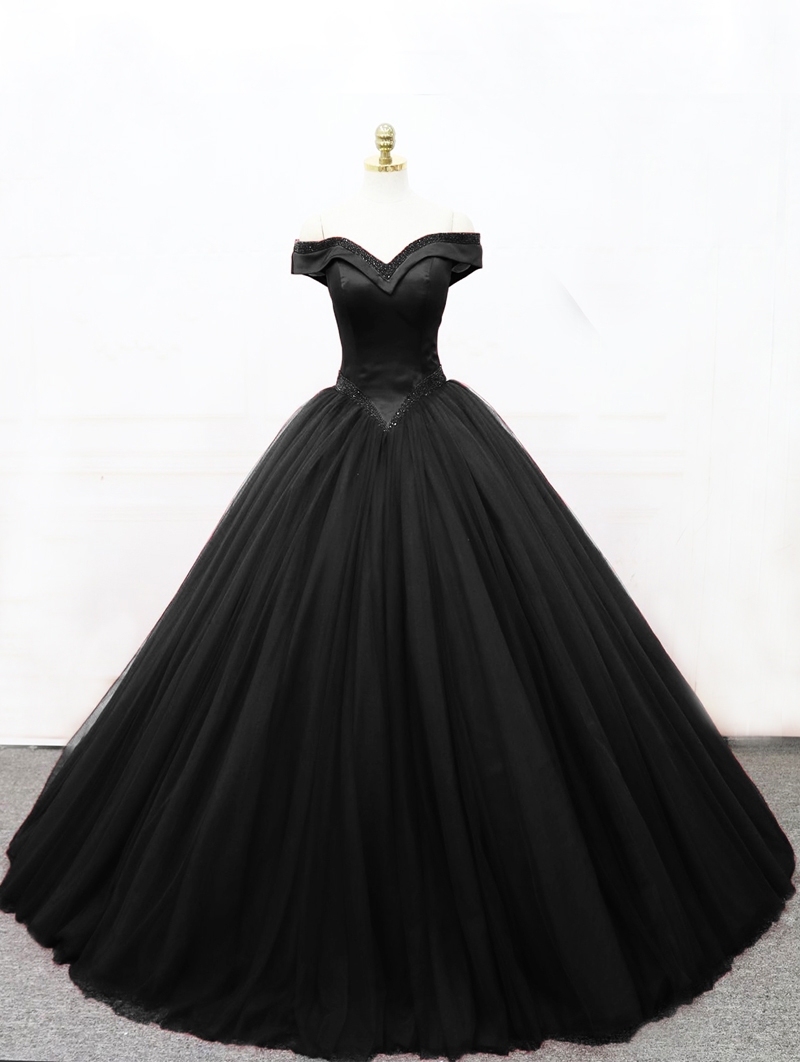 Black Gothic Princess Ball Gown Wedding Dress