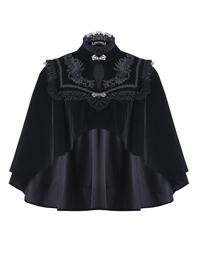 Black Vintage Elegant Gothic Velvet Cape for Women