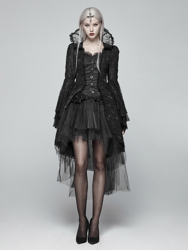 Black Retro Masquerade Gothic Coat for Women