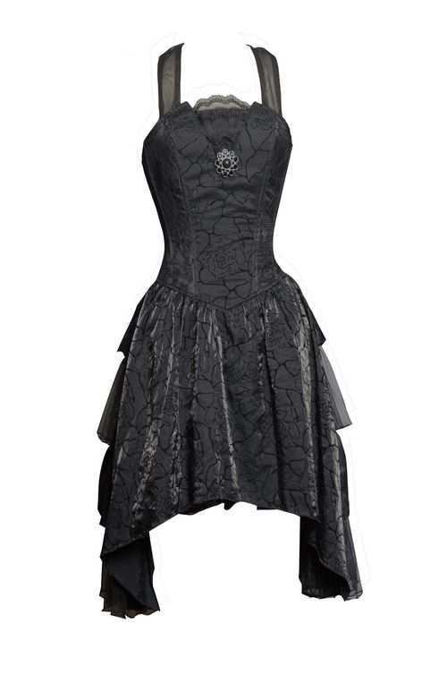 Black Halter Short Gothic Party Dress with Irregular Skirt