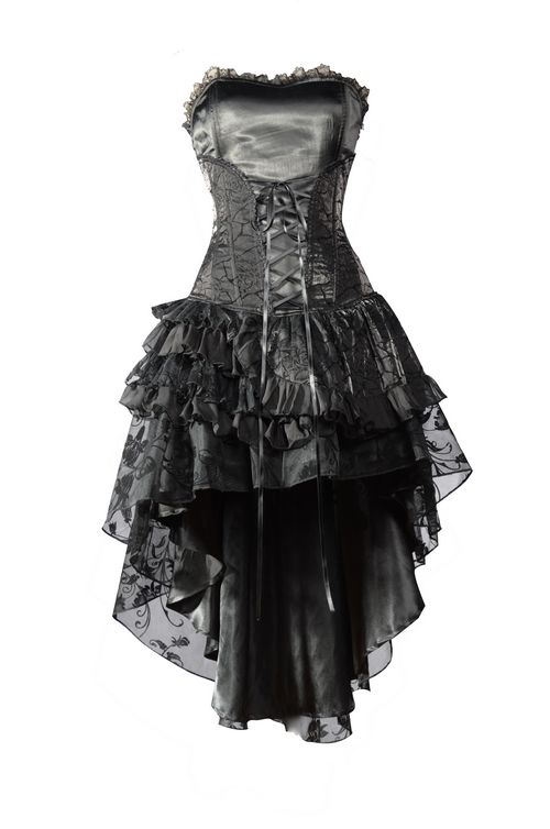 Black Corset High-Low Layer Skirt Gothic Party Dress