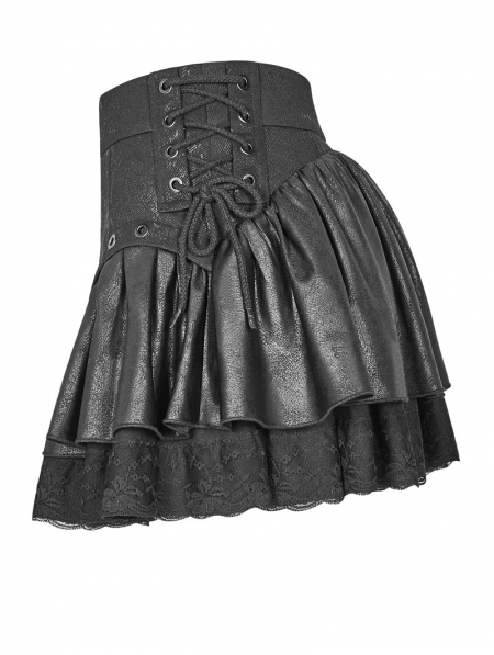 Black Steampunk Mini skirt - Devilnight.co.uk