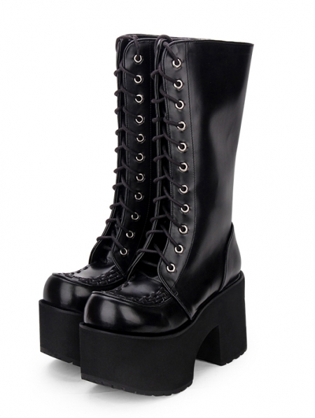 Black Gothic Platform Boots for Women - Devilnight.co.uk