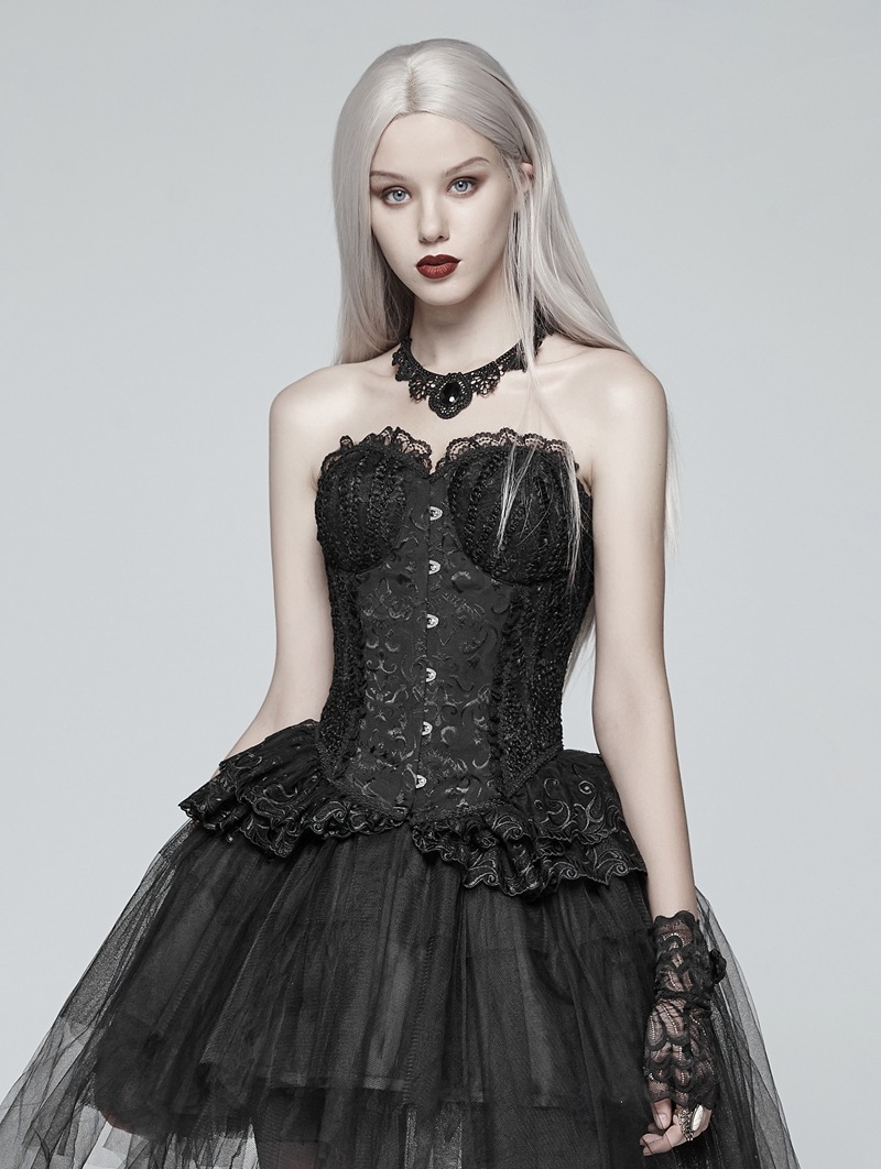 Black Gothic Lolita Lace Elf Corset