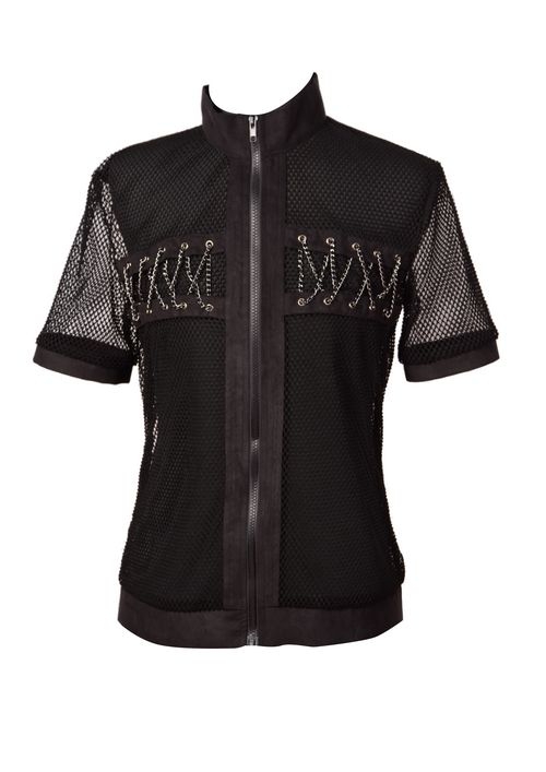 Black Net Short Sleeves Gothic Outfit for Men