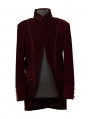 Wine Red Long Sleeves Mens Gothic Coat
