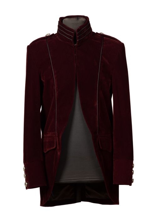 Wine Red Long Sleeves Mens Gothic Coat