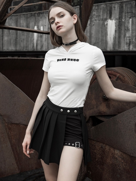 Black Street Fashion Gothic Punk Pleated Plaid Mini Skirt - Devilnight ...