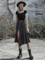 Black and White Street Gothic Punk Irregular Plaid Half Skirt