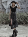 Black and White Street Gothic Punk Irregular Plaid Half Skirt