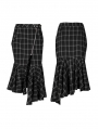 Black and White Street Gothic Punk Irregular Plaid Half Skirt