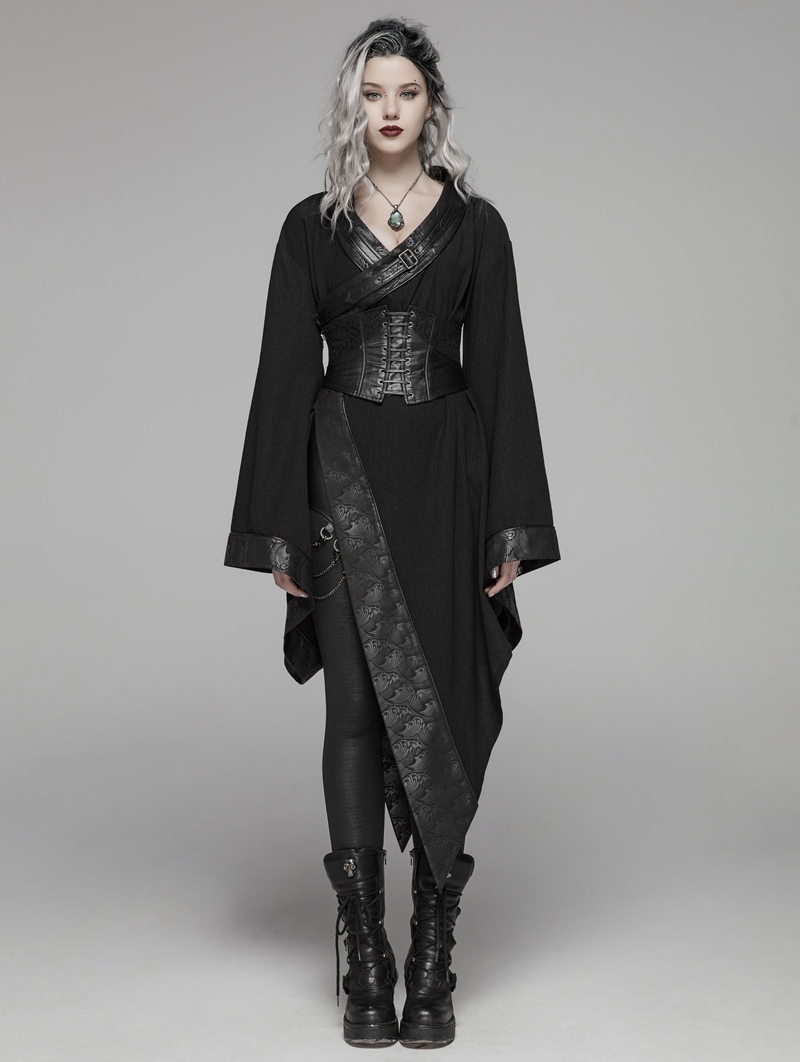 Dark Gothic Punk Asymmetric Kimono for Women