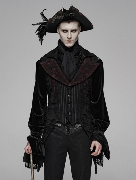 Red Gothic Decadent Asymmetric Masquerade Ball Vest For Men Devilnight Co Uk