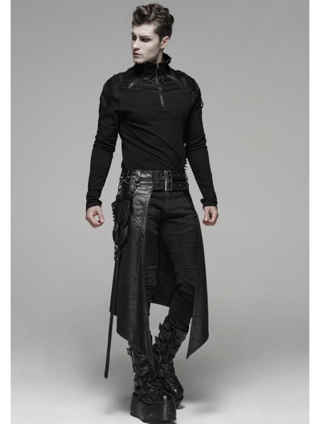Black Gothic Punk Metal Pocket Men's Half Skirt - Devilnight.co.uk