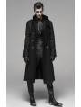 Black Gothic Military Style Long Thick Jacket for Men