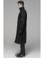 Black Gothic Military Style Long Thick Jacket for Men