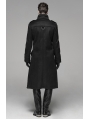 Black Gothic Military Style Long Thick Jacket for Men