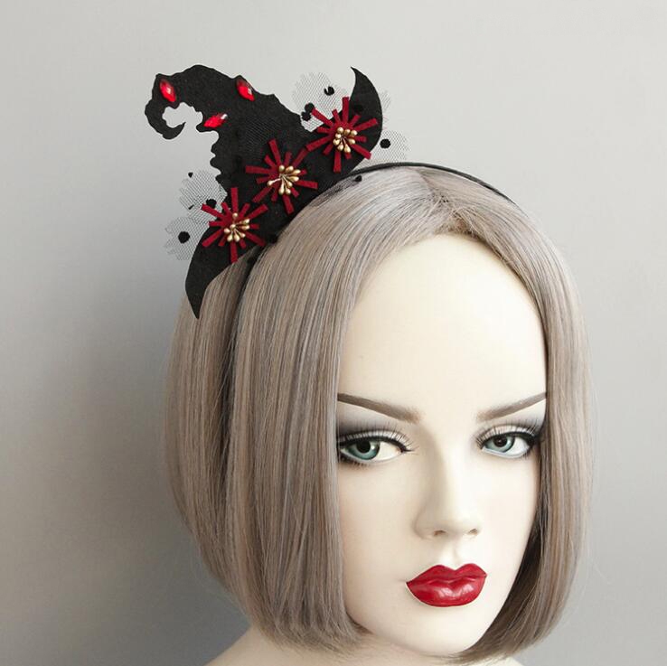 Black and Red Gothic Halloween Witch Headband