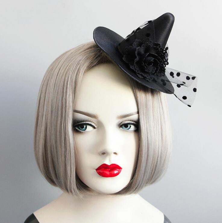 Black Gothic Halloween Witch Hat Headdress