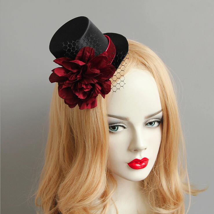 Gothic Party Red Flower Hat Headdress