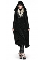 Black Gothic Two Wear Woolen Initation Fur Long Winter Coat for Women