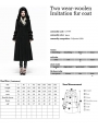 Black Gothic Two Wear Woolen Initation Fur Long Winter Coat for Women